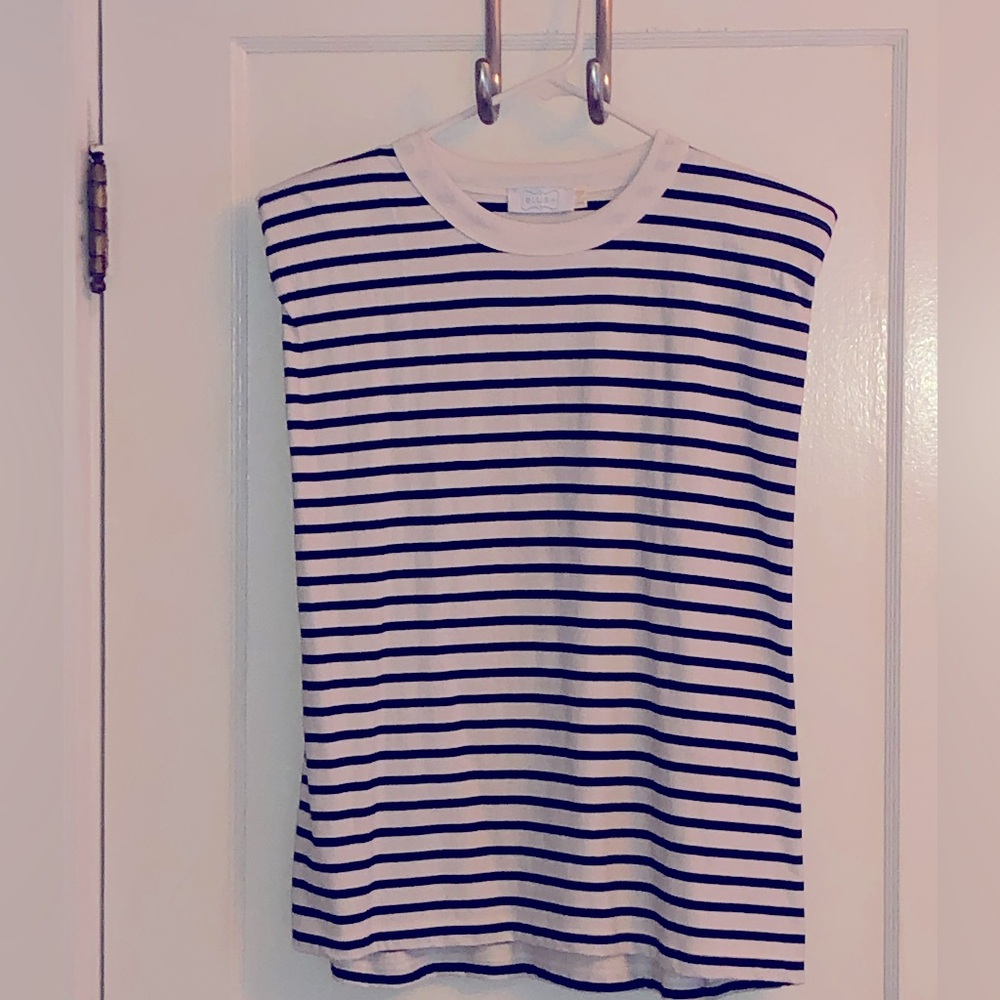 Black and white striped tank, size large